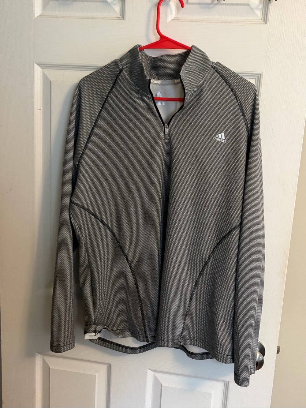 adidas Light Gray Golf Polo with Red Accent